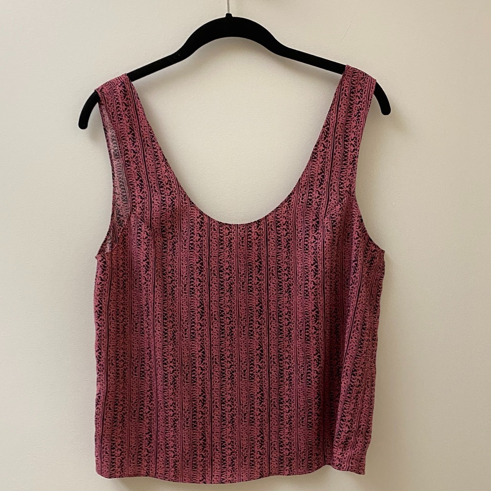 LIKE NEW YAYA Nom De Plume Pink Black Silk Top